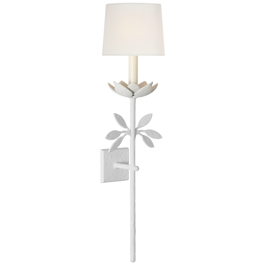 Clementine 34" Tail Sconce | Plaster White | Linen Shade