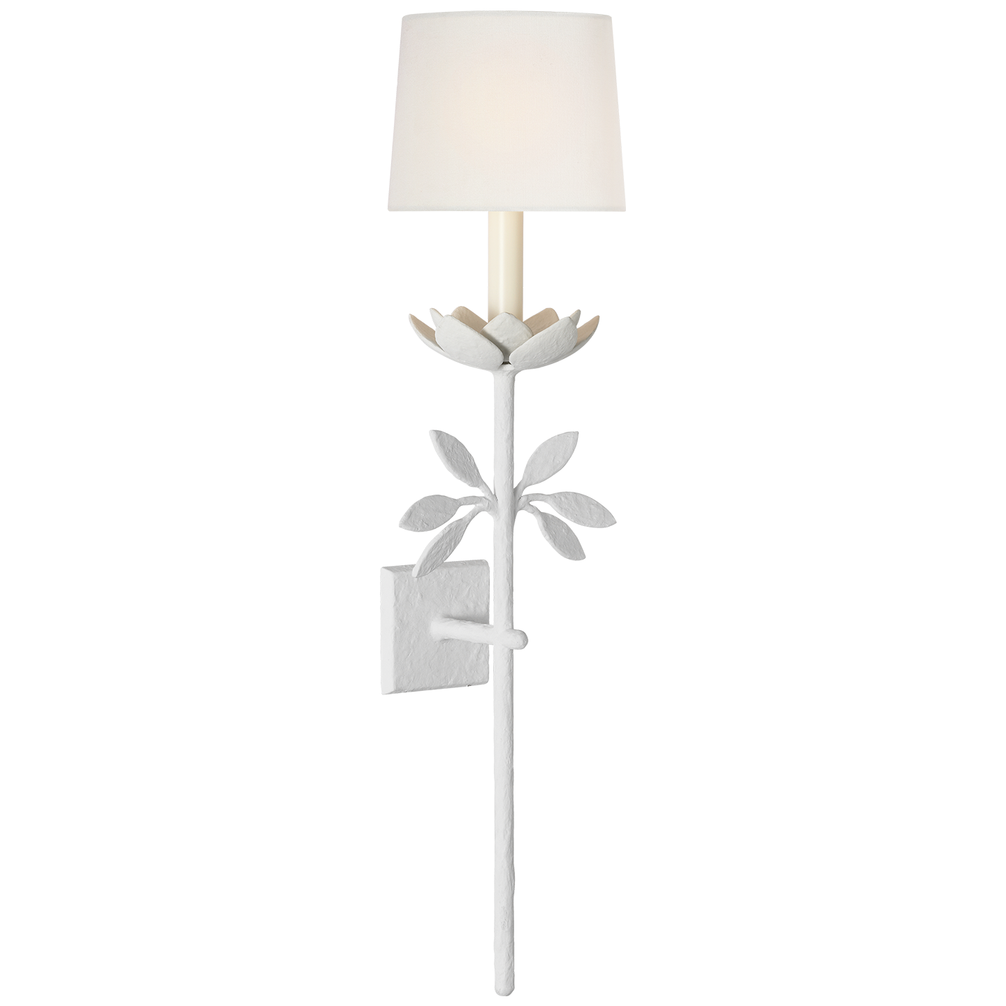 Clementine 34" Tail Sconce | Plaster White | Linen Shade