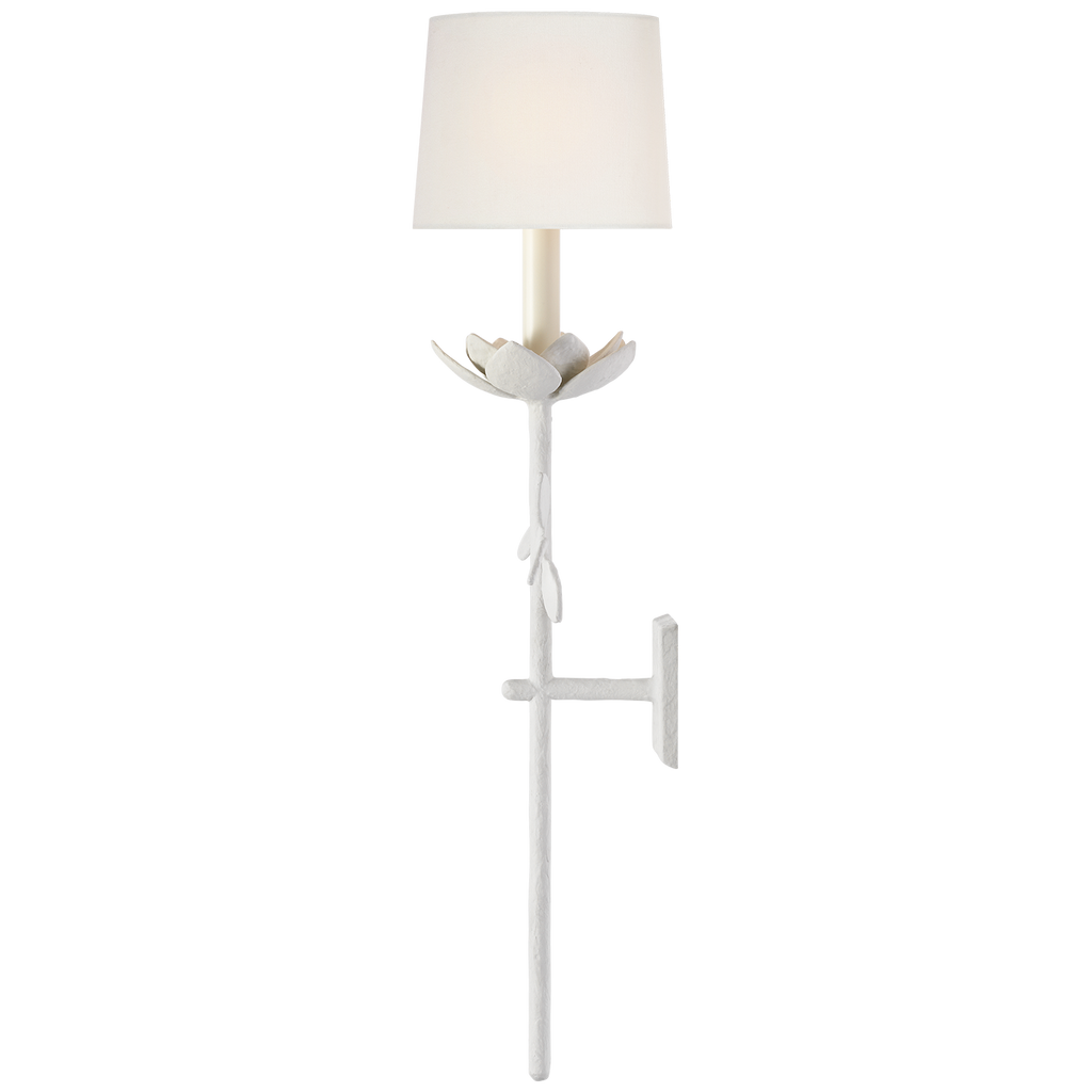 Clementine 34" Tail Sconce | Plaster White | Linen Shade