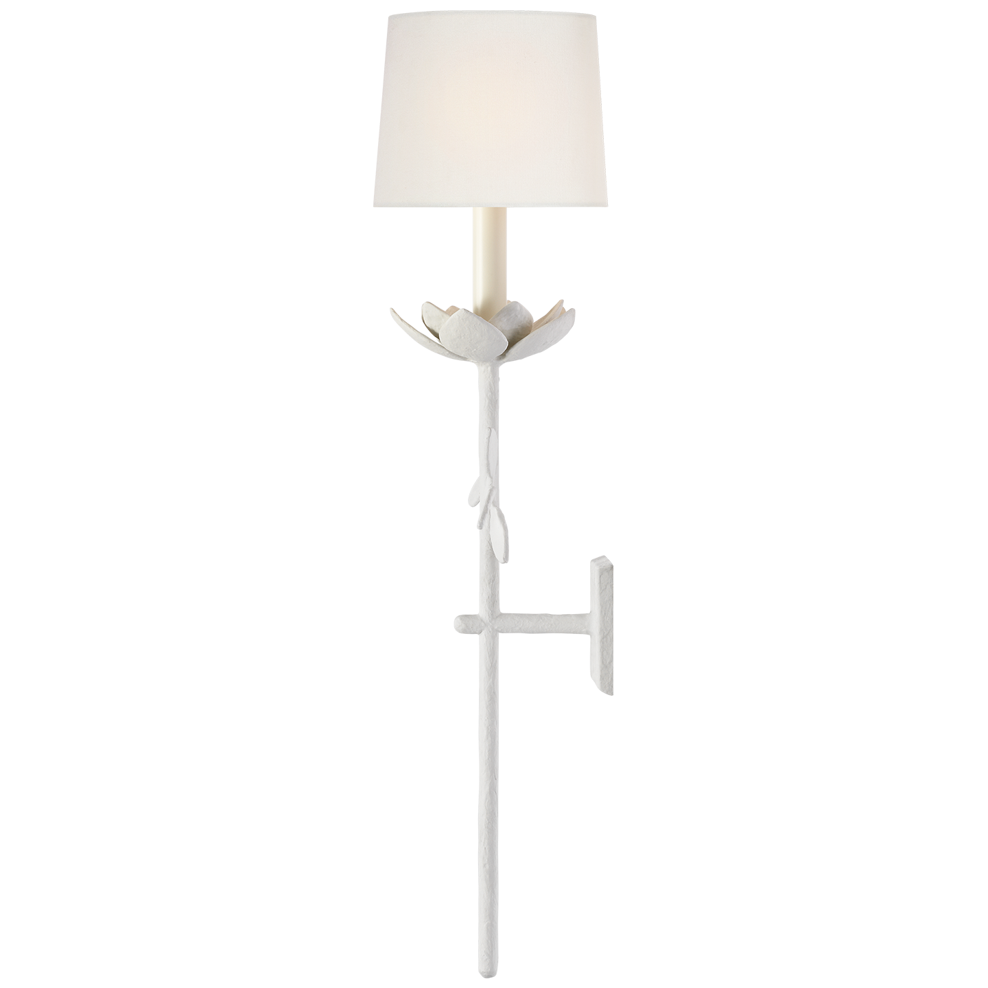 Clementine 34" Tail Sconce | Plaster White | Linen Shade