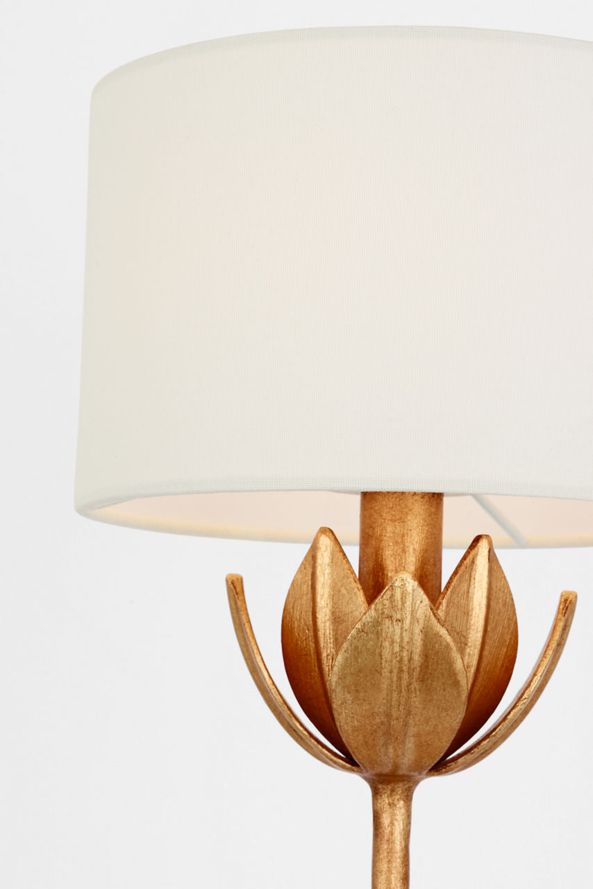 Alberto 17" Cordless Accent Lamp | Antique Gold Leaf | Linen Shade