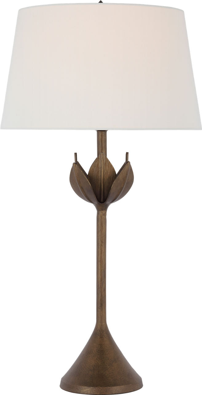 Alberto Large Table Lamp | Antique Bronze Leaf | Linen Shade