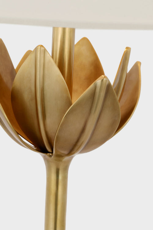 Alberto Large Table Lamp | Antique Bronze Leaf | Linen Shade