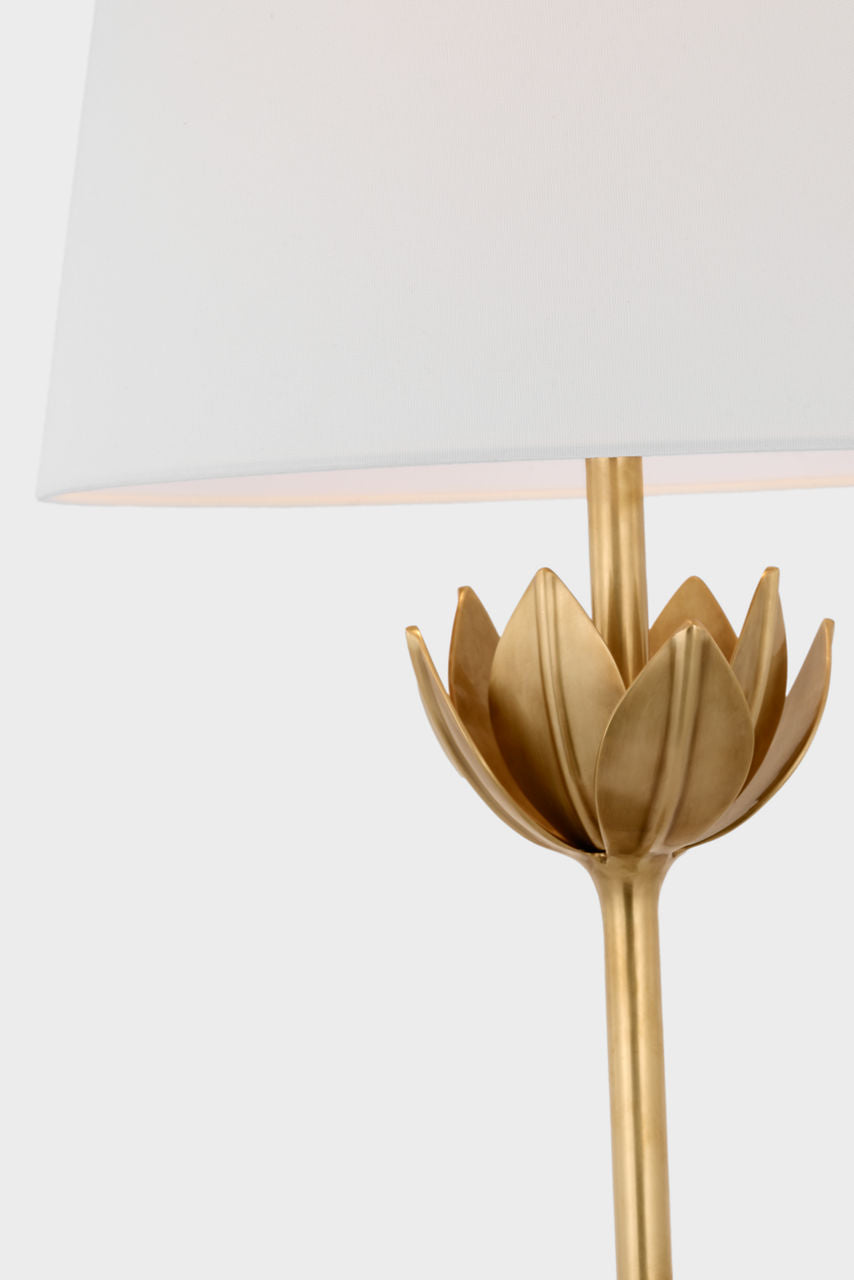 Alberto Large Table Lamp | Antique Bronze Leaf | Linen Shade