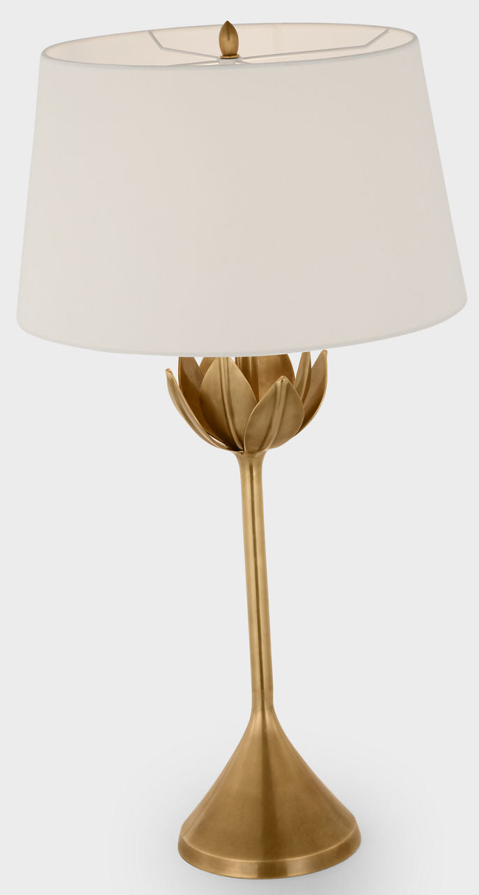 Alberto Large Table Lamp | Antique Bronze Leaf | Linen Shade