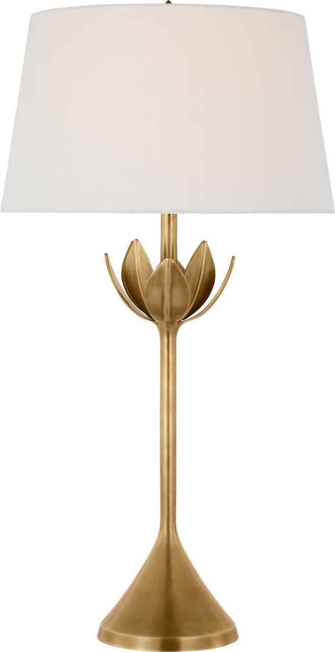 Alberto Large Table Lamp | Antique-Burnished Brass | Linen Shade