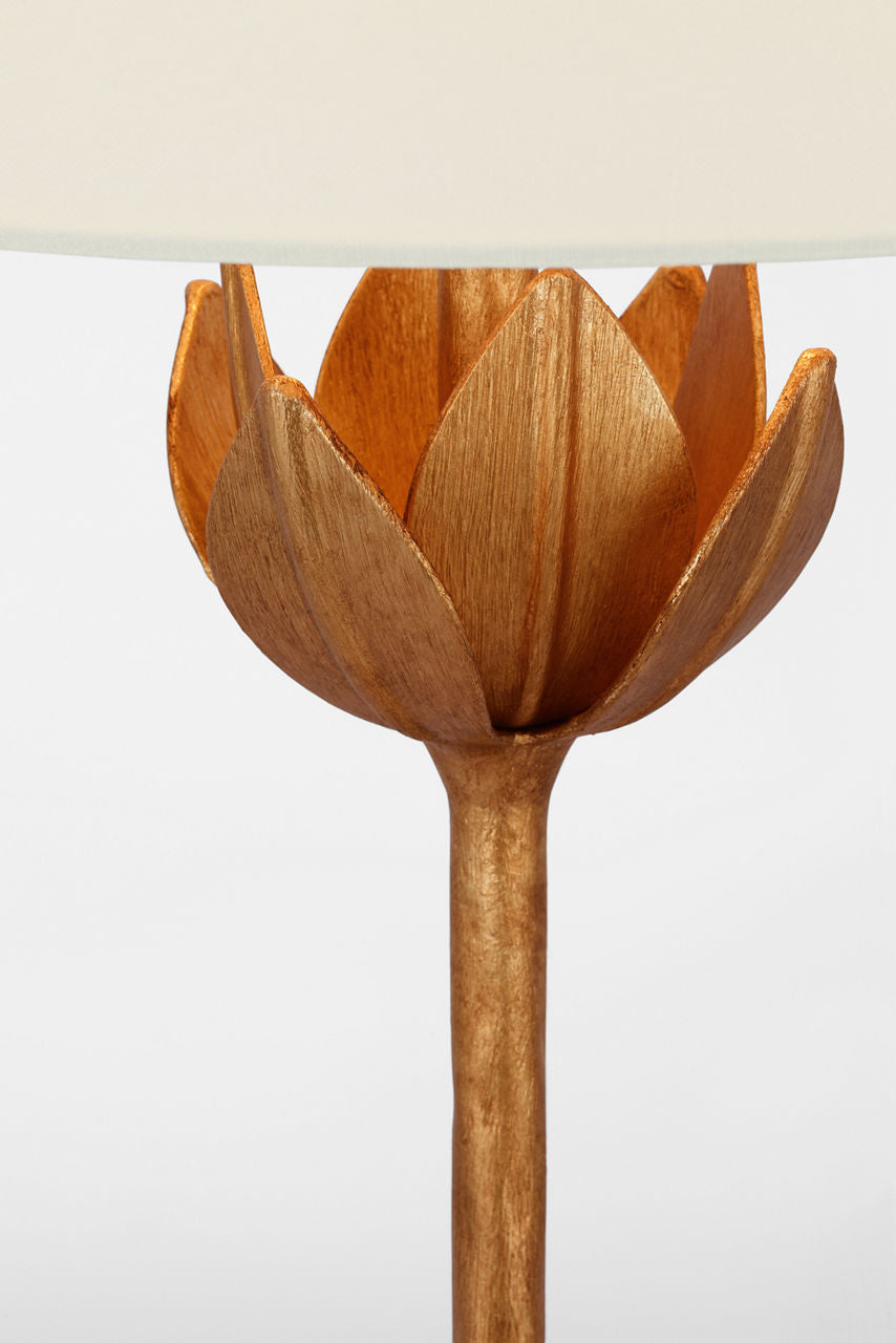 Alberto Large Table Lamp | Antique Gold Leaf | Linen Shade