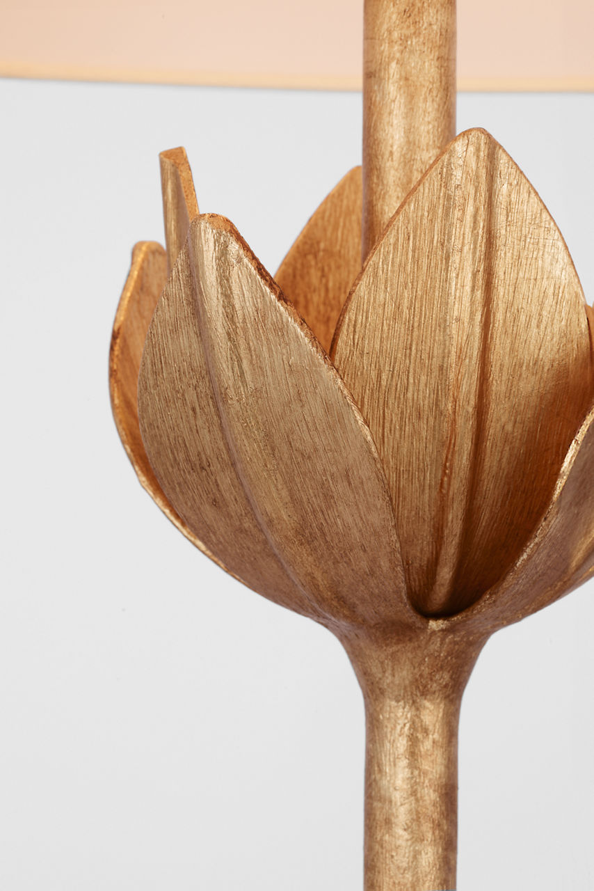 Alberto Large Table Lamp | Antique Gold Leaf | Linen Shade