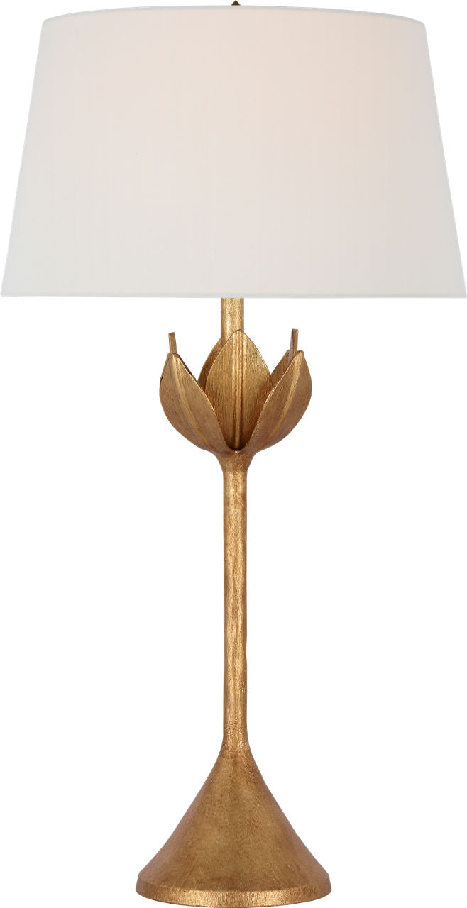 Alberto Large Table Lamp | Antique Gold Leaf | Linen Shade