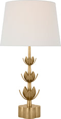 Alberto Large Triple Table Lamp | Antique-Burnished Brass | Linen Shade