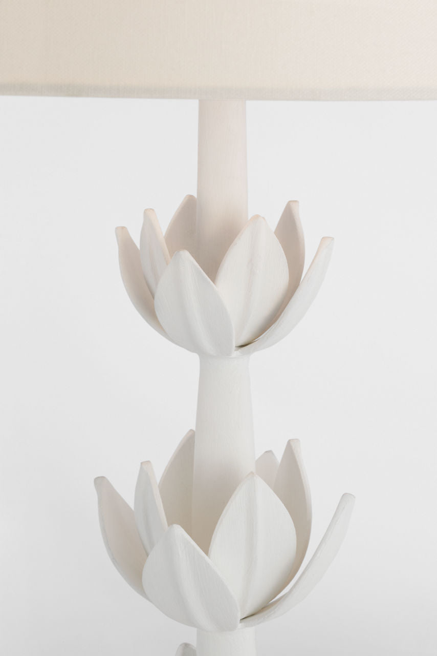 Alberto Large Triple Table Lamp | Plaster White | Linen Shade