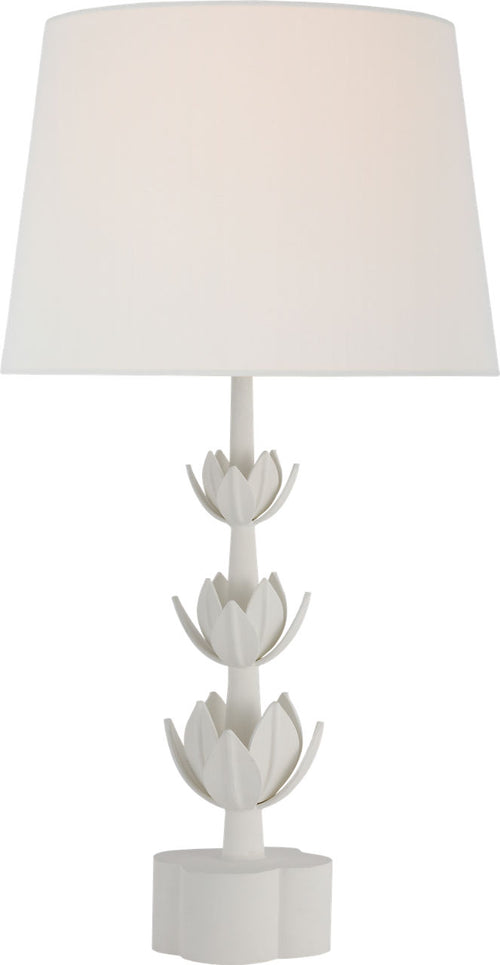 Alberto Large Triple Table Lamp | Plaster White | Linen Shade