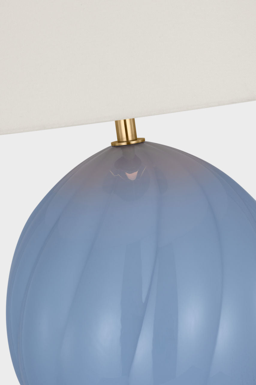 Talia Medium Cordless Table Lamp | Blue | Linen Shade
