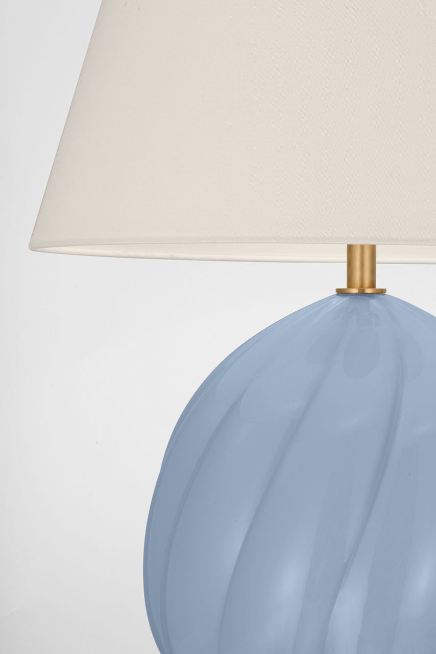 Talia Medium Table Lamp | Blue | Linen Shade