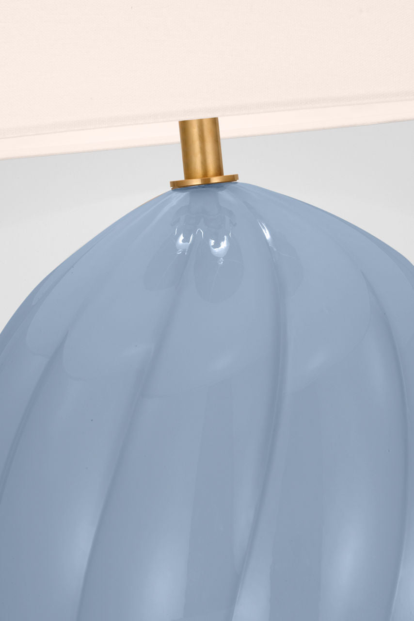 Talia Medium Table Lamp | Blue | Linen Shade