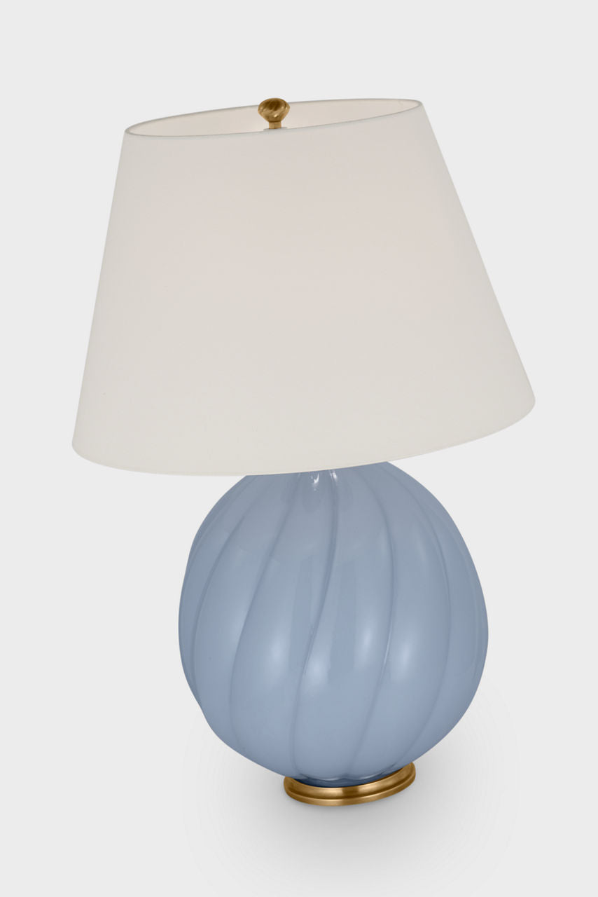 Talia Medium Table Lamp | Blue | Linen Shade