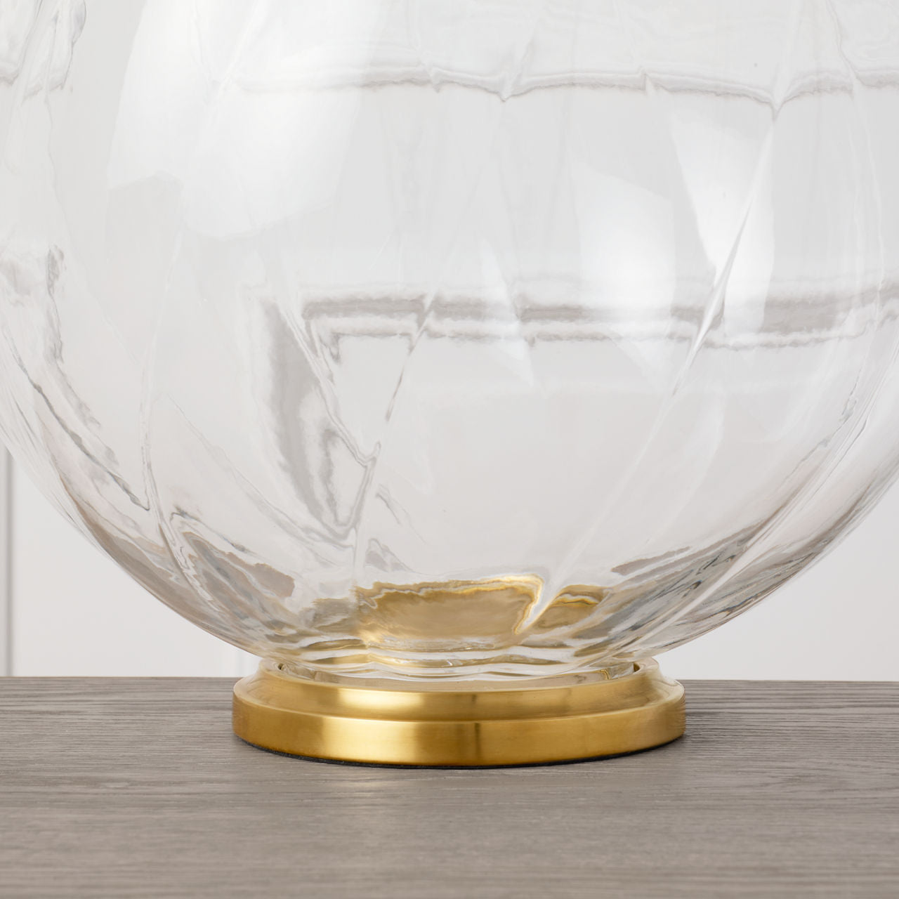 Talia Medium Cordless Table Lamp | Clear Glass | Linen Shade