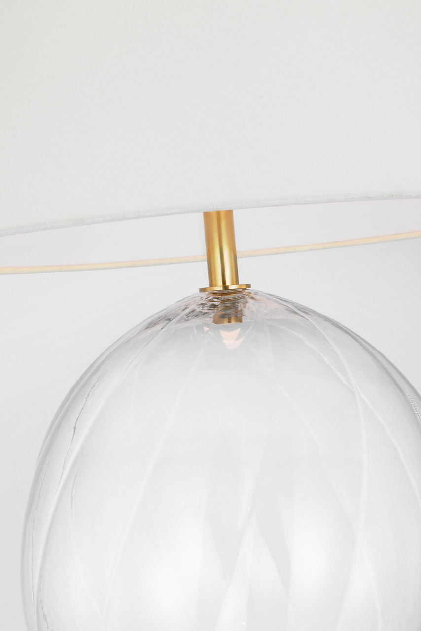 Talia Medium Cordless Table Lamp | Clear Glass | Linen Shade