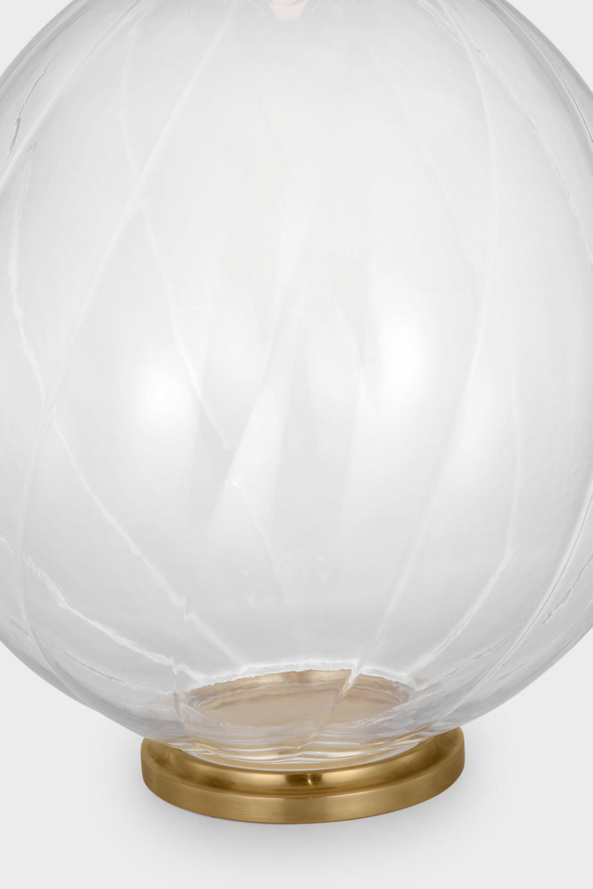 Talia Medium Cordless Table Lamp | Clear Glass | Linen Shade