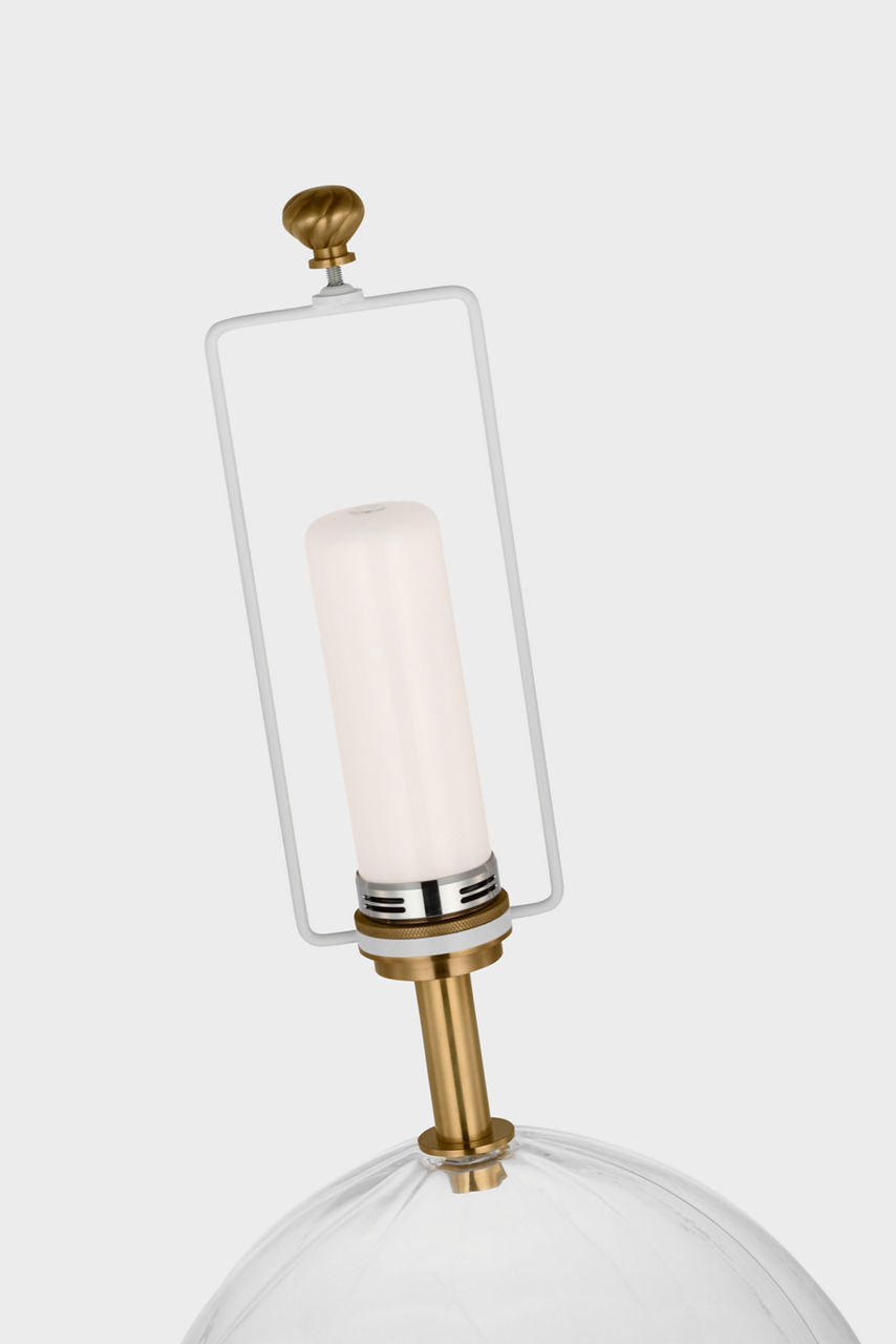 Talia Medium Cordless Table Lamp | Clear Glass | Linen Shade