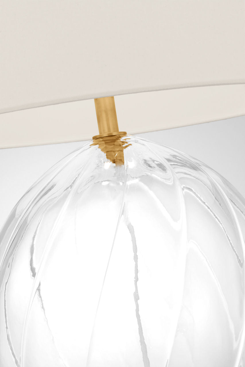 Talia Medium Table Lamp | Clear Glass | Linen Shade