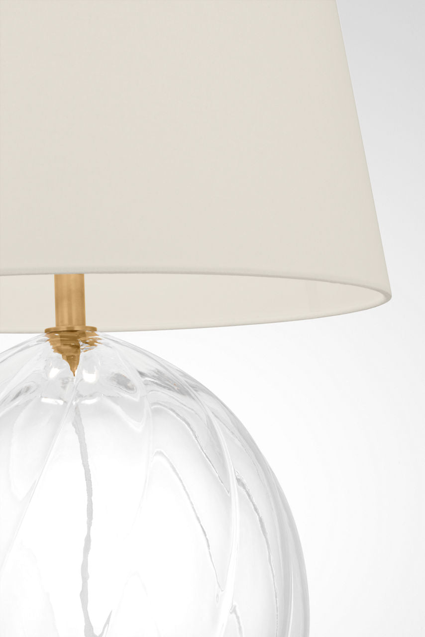 Talia Medium Table Lamp | Clear Glass | Linen Shade