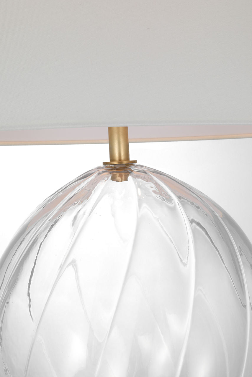 Talia Medium Table Lamp | Clear Glass | Linen Shade