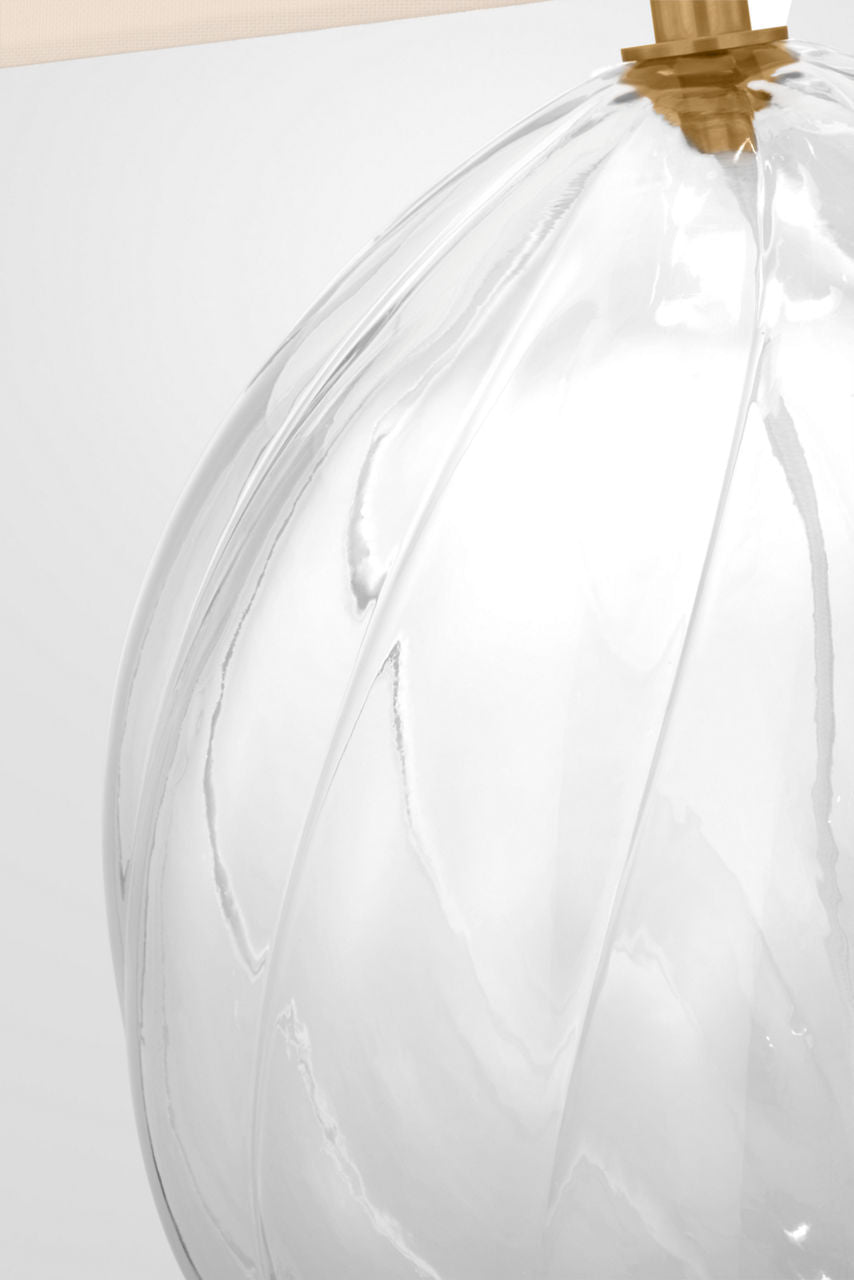 Talia Medium Table Lamp | Clear Glass | Linen Shade