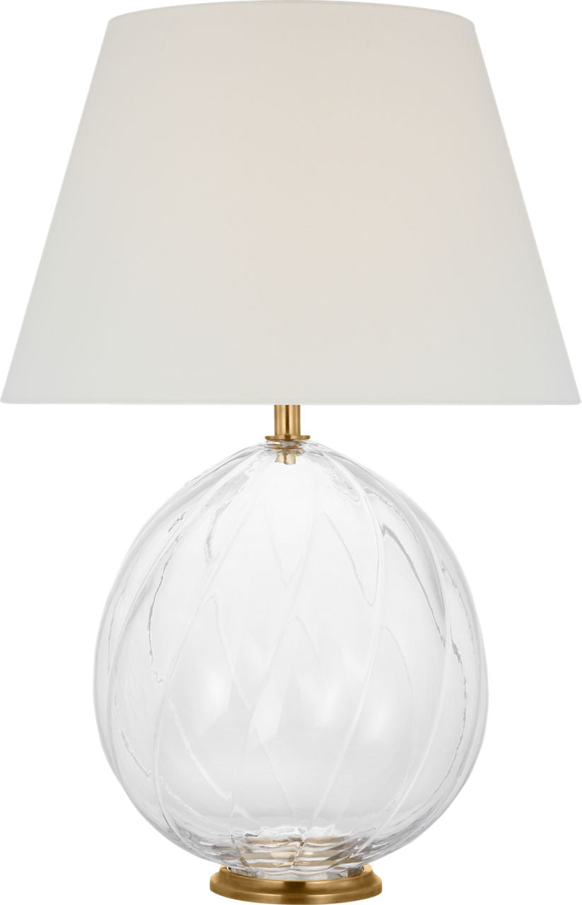 Talia Medium Table Lamp | Clear Glass | Linen Shade