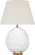 Talia Medium Cordless Table Lamp | Clear Glass | Linen Shade