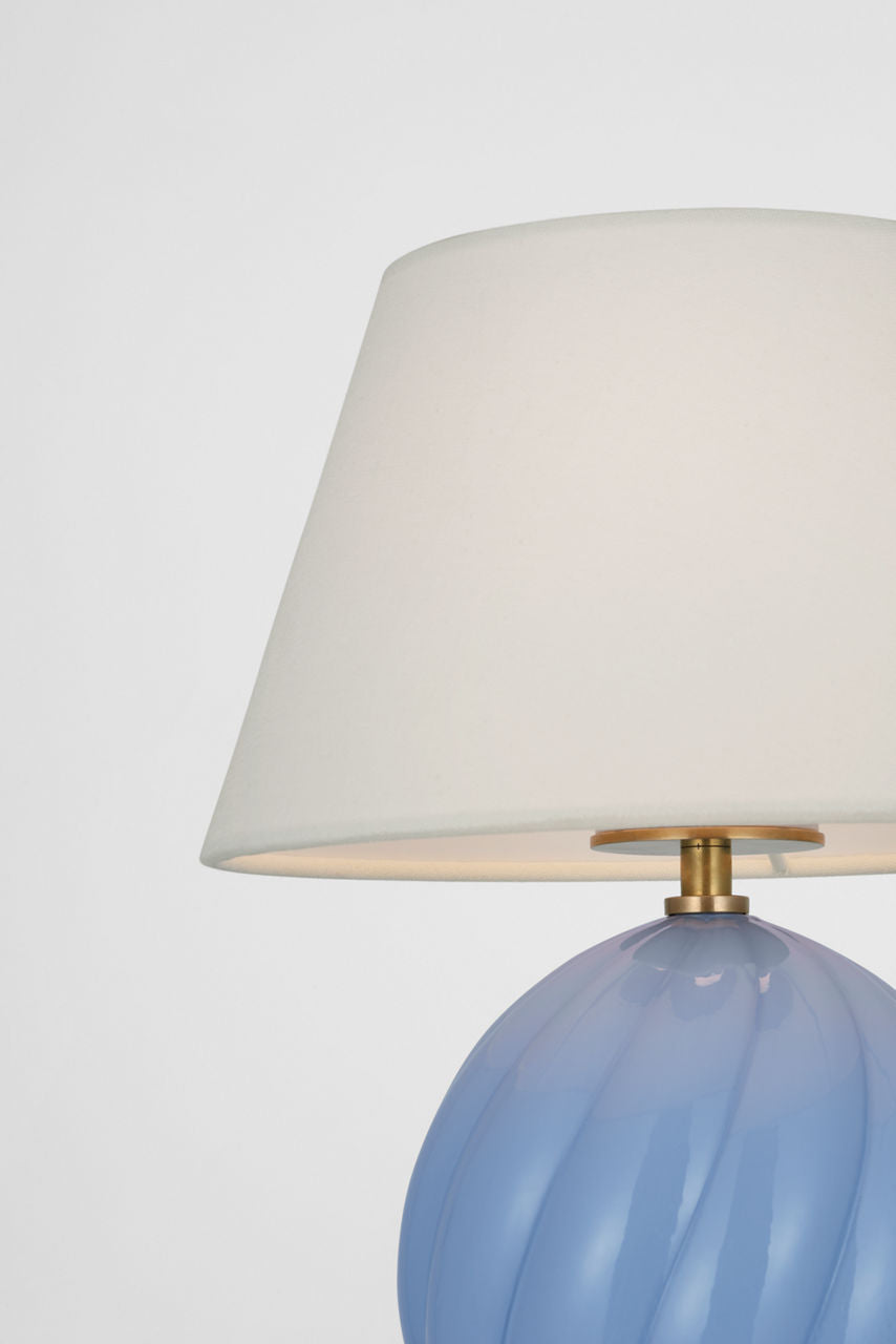 Talia 13" Cordless Accent Lamp | Blue | Linen Shade
