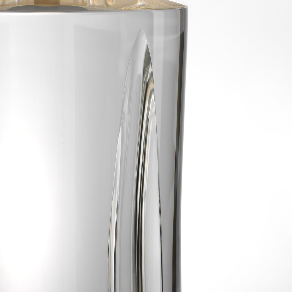 Figlia 27" Cordless V-Cut Round Table Lamp | Crystal | Linen Shade