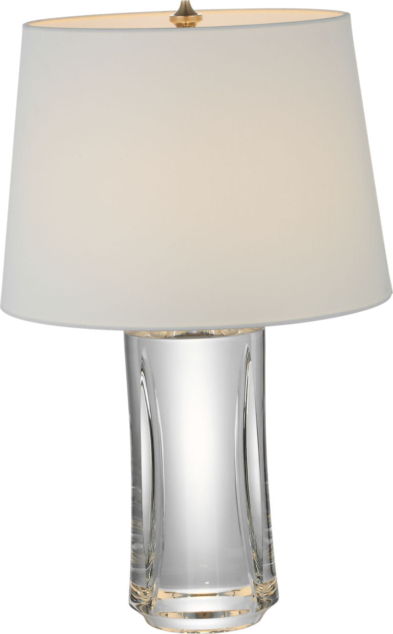 Figlia 27" Cordless V-Cut Round Table Lamp | Crystal | Linen Shade