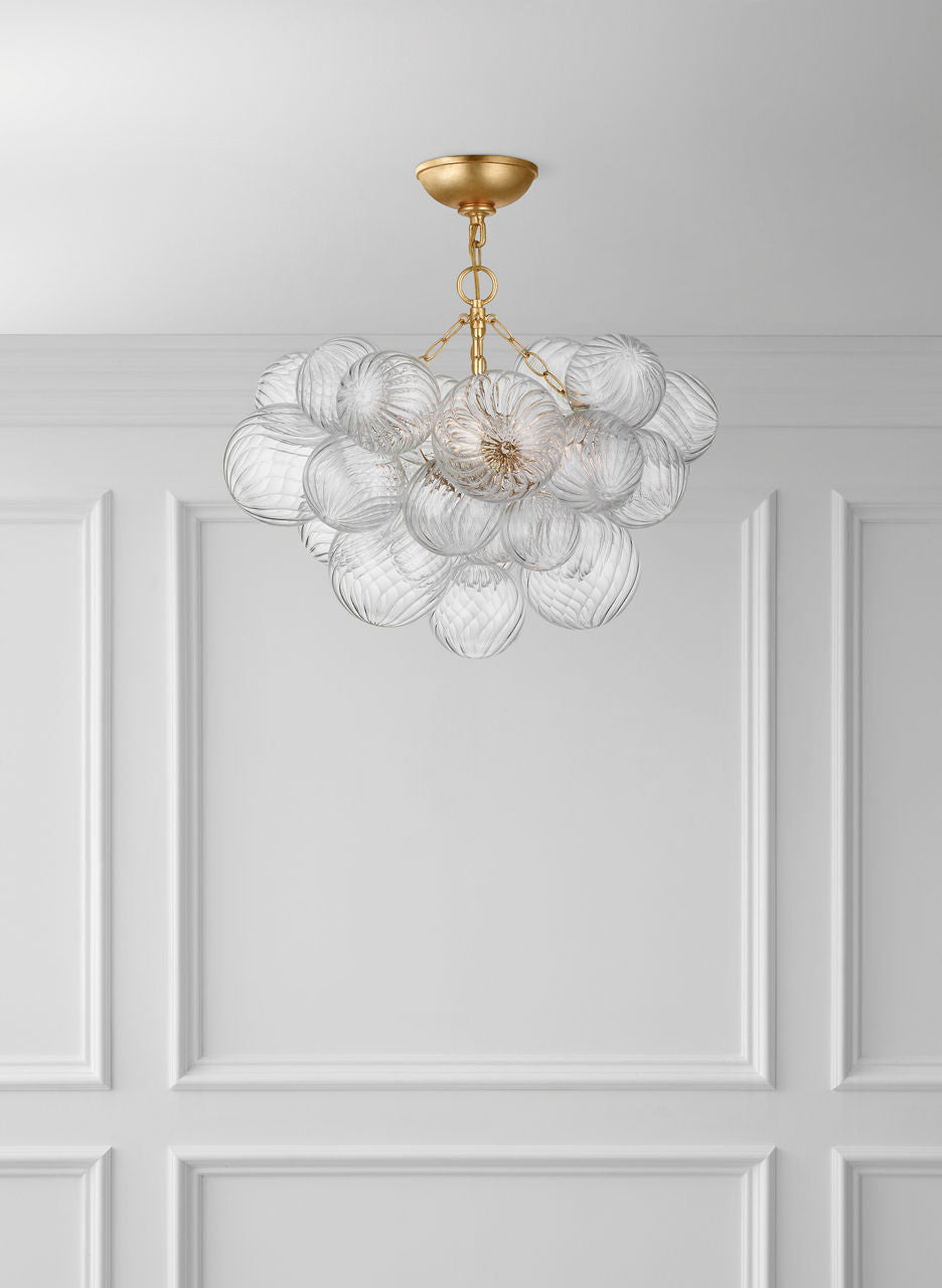 Talia 24" Semi-Flush Mount | Gild and Clear Swirled Glass