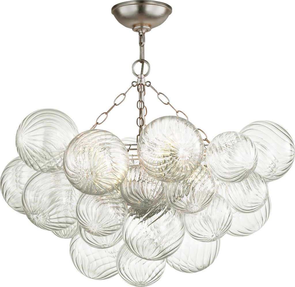 Talia 29" Semi-Flush Mount | Burnished Silver Leaf and Clear Swirled Glass