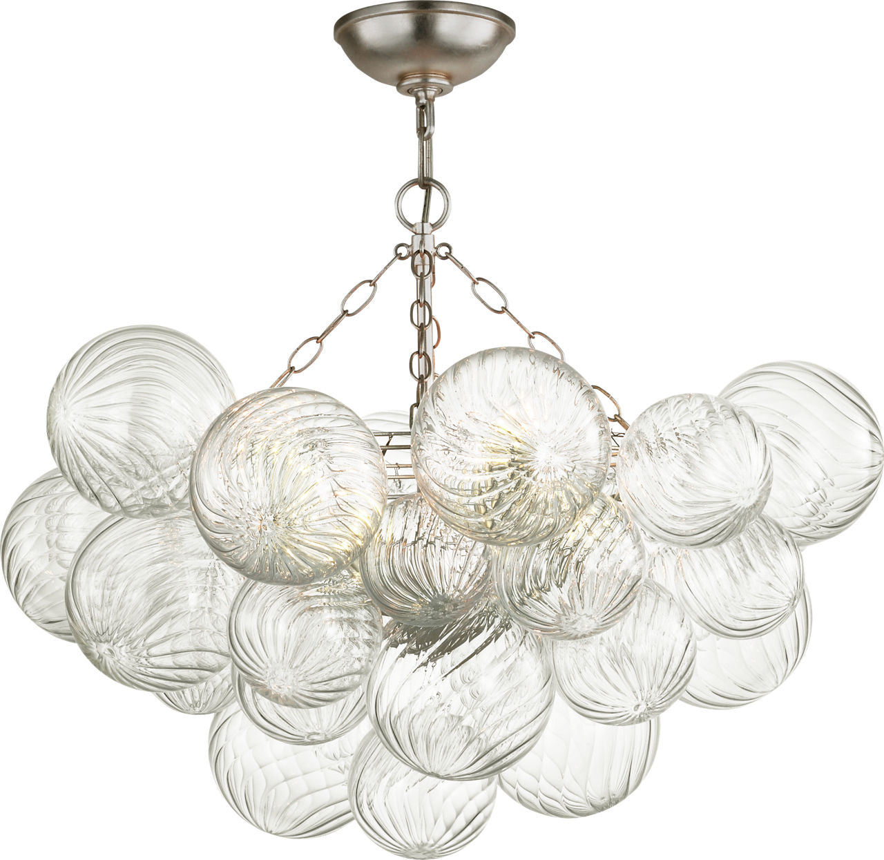 Talia 29" Semi-Flush Mount | Burnished Silver Leaf and Clear Swirled Glass