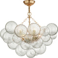 Talia 29" Semi-Flush Mount | Gild and Clear Swirled Glass