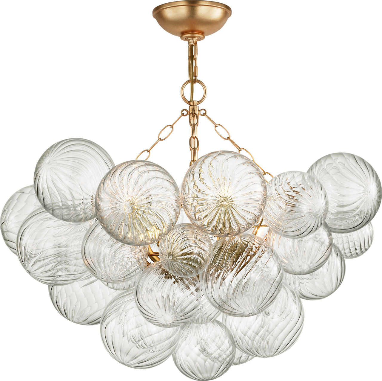 Talia 29" Semi-Flush Mount | Gild and Clear Swirled Glass