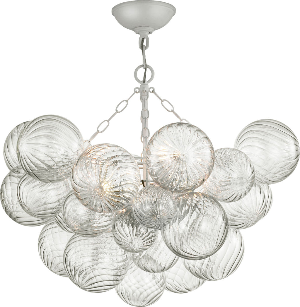 Talia 29" Semi-Flush Mount | Plaster White and Clear Swirled Glass