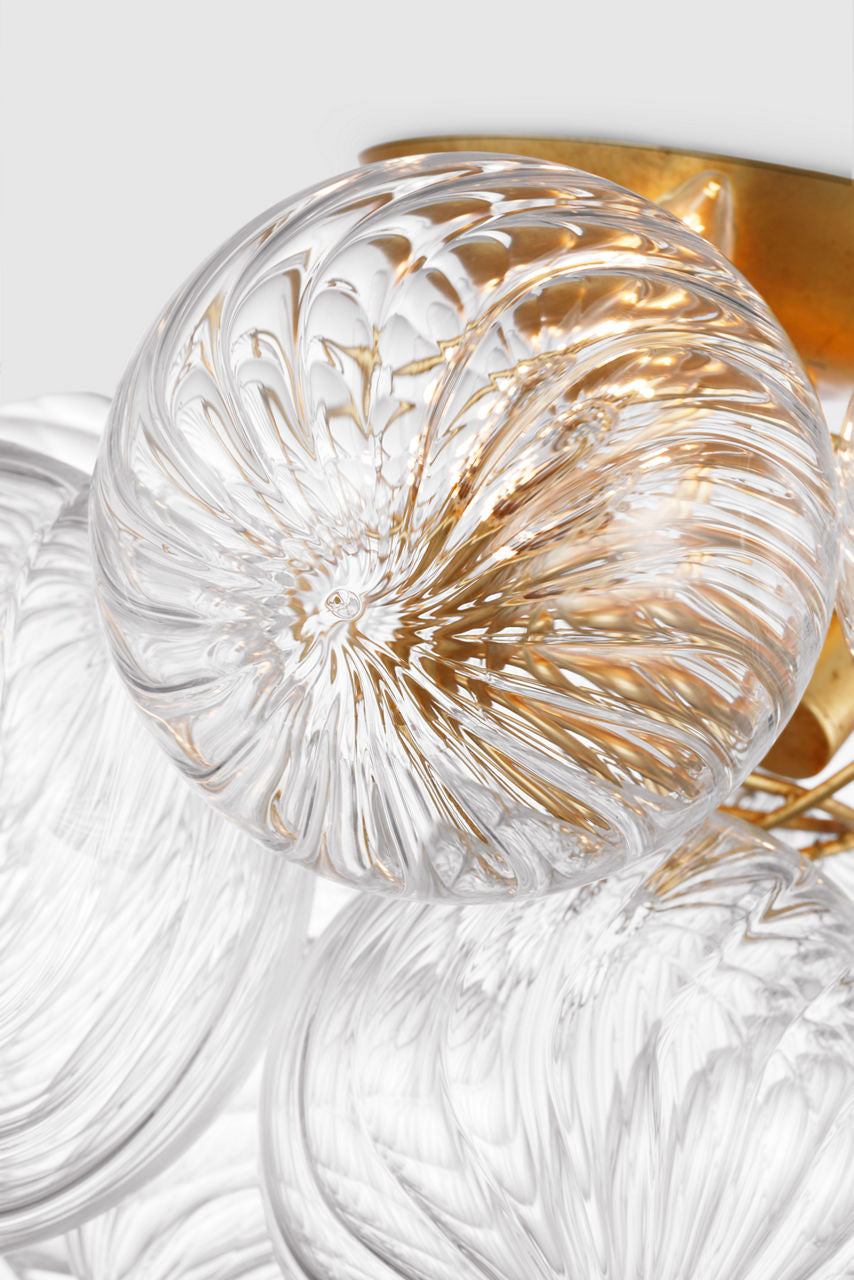 Talia 20" Flush Mount | Gild and Clear Swirled Glass