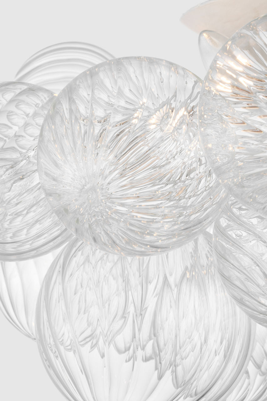 Talia 25" Flush Mount | Plaster White and Clear Swirled Glass