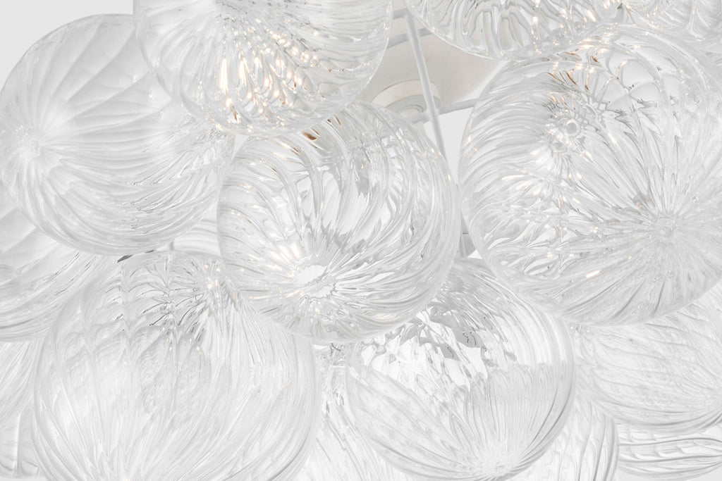 Talia 25" Flush Mount | Plaster White and Clear Swirled Glass