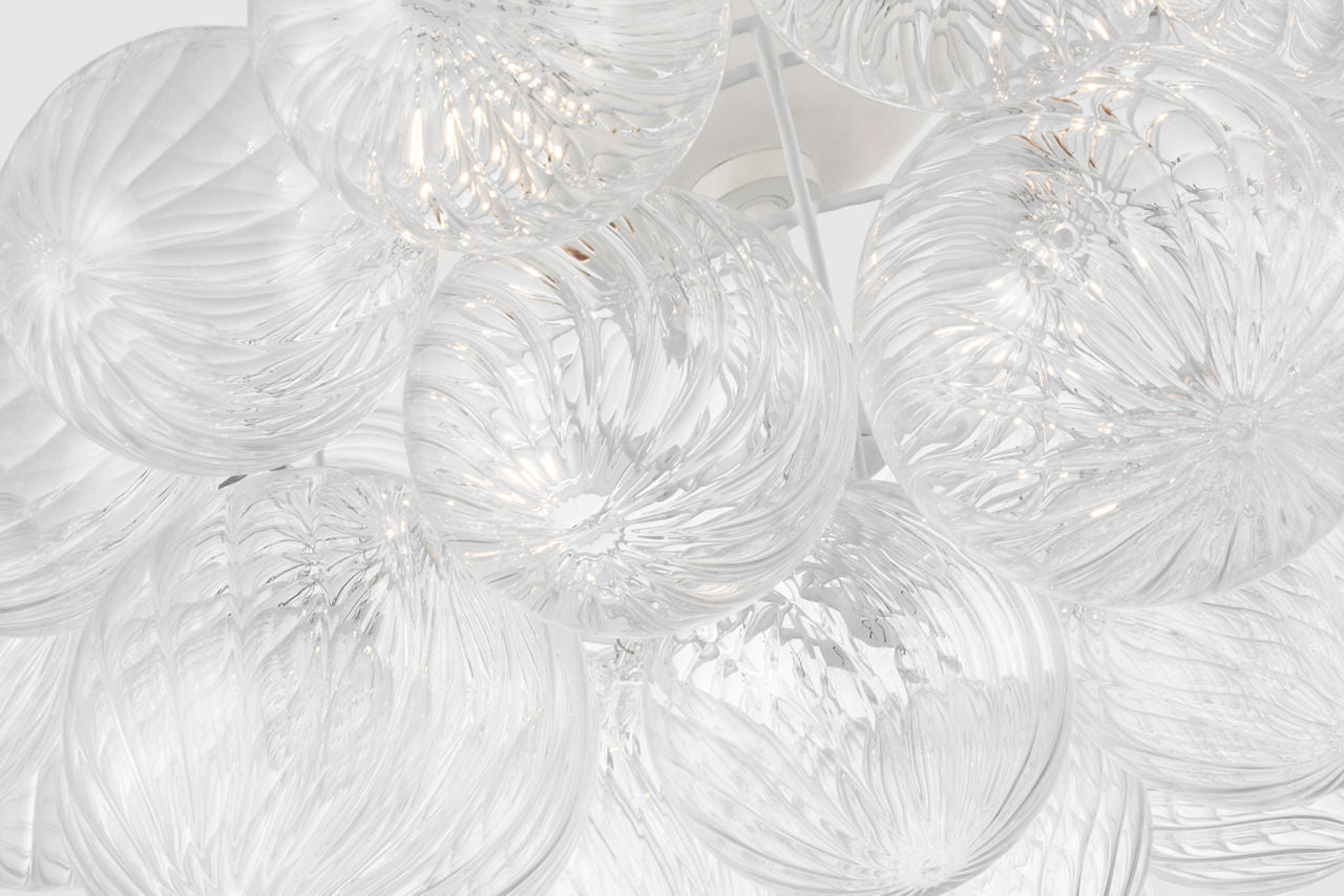 Talia 25" Flush Mount | Plaster White and Clear Swirled Glass