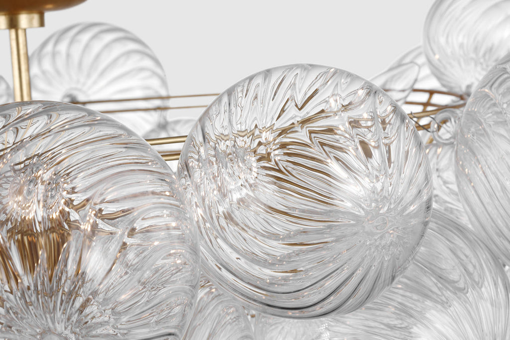 Talia 38" Flush Mount | Gild and Clear Swirled Glass