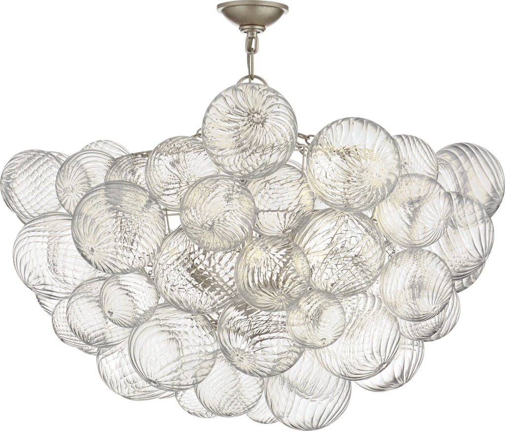 Talia 33" Semi-Flush Mount | Burnished Silver Leaf and Clear Swirled Glass