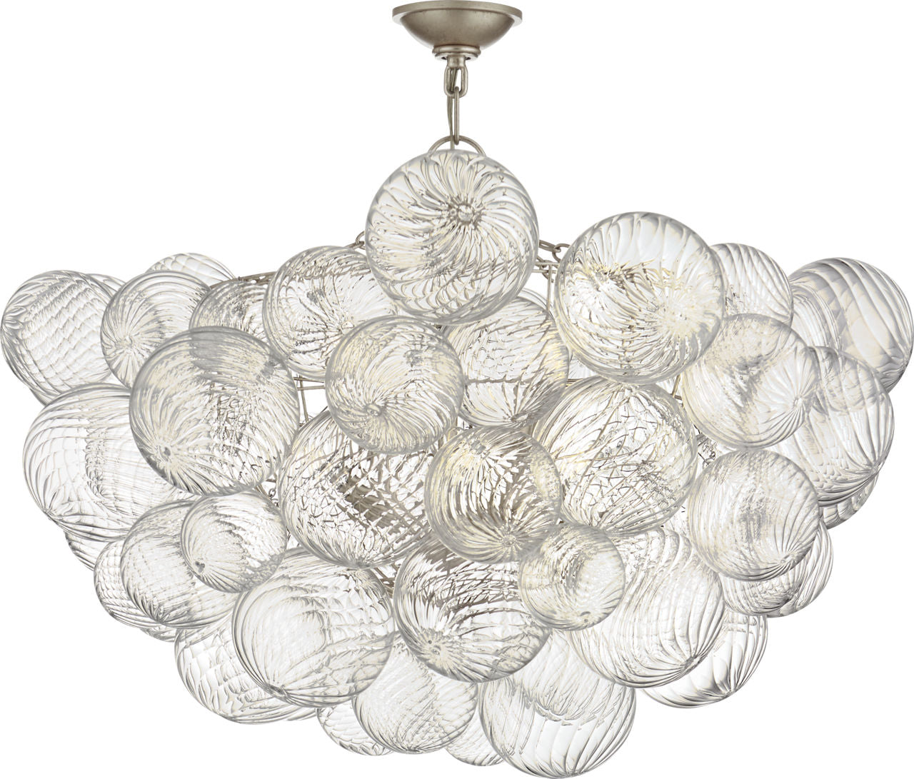 Talia 33" Semi-Flush Mount | Burnished Silver Leaf and Clear Swirled Glass
