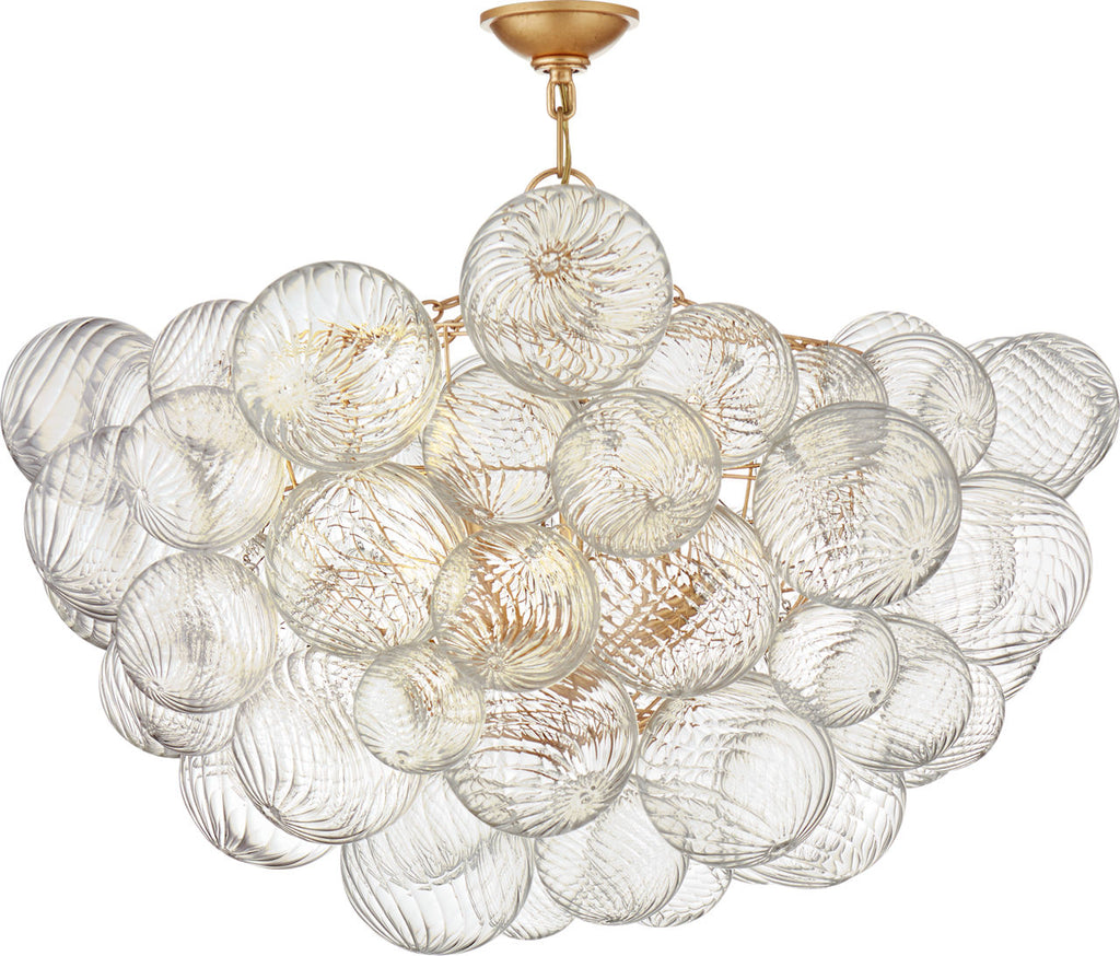 Talia 33" Semi-Flush Mount | Gild and Clear Swirled Glass