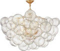 Talia 33" Semi-Flush Mount | Gild and Clear Swirled Glass