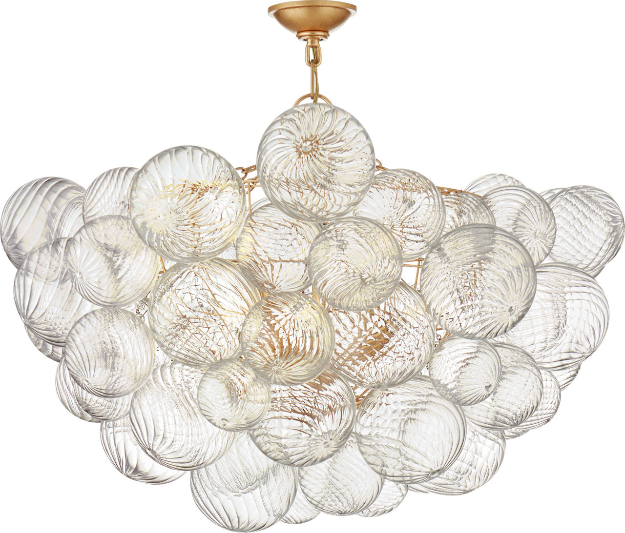 Talia 33" Semi-Flush Mount | Gild and Clear Swirled Glass
