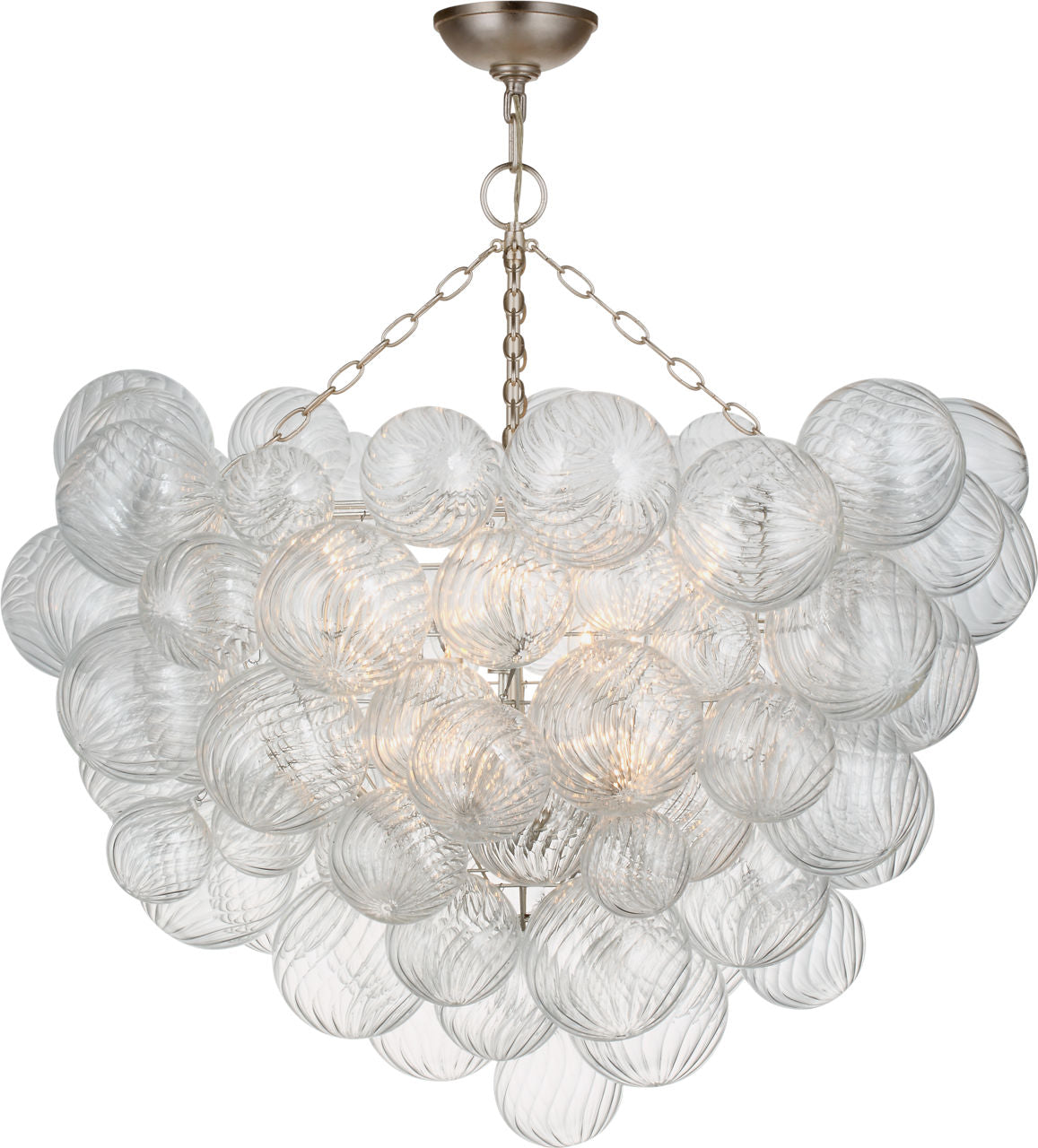 Talia 33" Semi-Flush Mount | Plaster White and Clear Swirled Glass